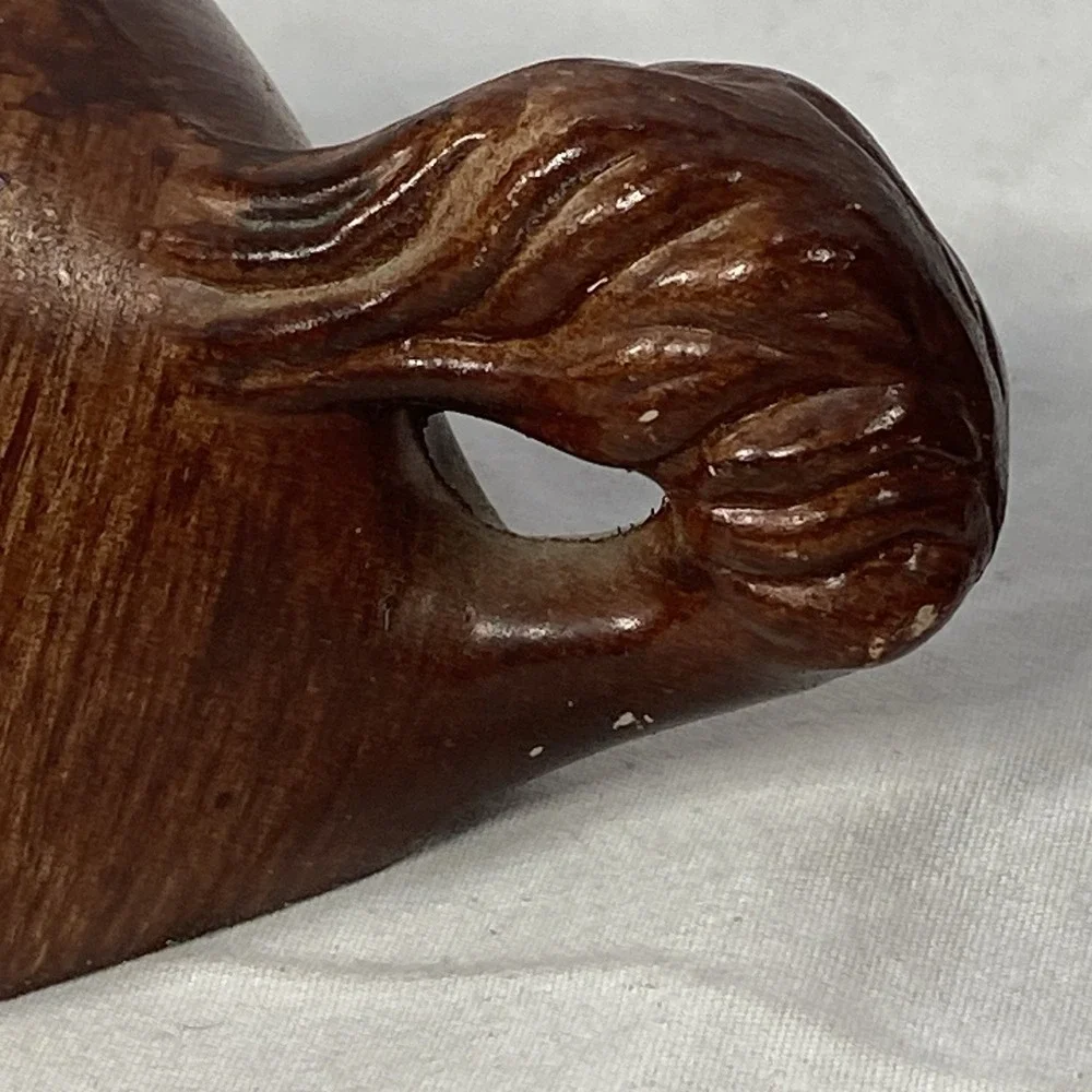 Vintage Dog Figurine Pair Faux Wood Mid Century Style Retro Decor Hong Kong